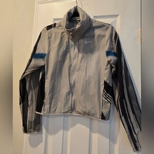 Nike Gray and Blue Jacket With Concealed Hood